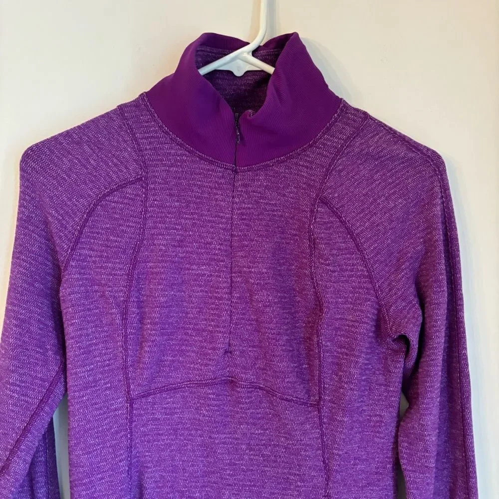 Lululemon Womens Long Sleeve Running 1/3 Zip Pullover Sweatshirt Sz 6 Purple EUC